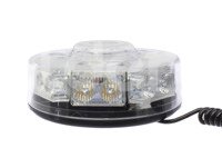 TORRETA 14 LEDS 3W AMBAR, MULTIFUNCIONES, CARCASA TRANSPARENTE, MATERIAL PC, BASE IMAN 12V-24V, CONECTOR DE ENCENDEDOR, 8 FUNCIONES. ALTO 60MM CALEN18L IMPORTACION
