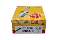 BUJIA NGK ESTANDAR (EQUIVALENTE A EQUIPO ORIGINAL) INFINITI I35, Q45; NISSAN 350Z, ALTIMA, ARMADA, FRONTIER, MAXIMA, MURANO, PATHFINDER, QUEST, SENTRA, TITAN, X-TERRA, X-TRAIL; PEUGEOT 206, 306, 307, 308, 407, 508, GRAND RAID, PARTNER; RENAULT SAFRANE, SALA; SUZUKI GRAND VITARA, KIRASHI, SX4, 
PRESENTACION: V-POWER, MATERIAL DEL NUCLEO DEL ELECTRODO CENTRAL: COBRE, DISEÑO DEL ELECTRODO CENTRAL: ESTANDAR, MATERIAL DE LA PUNTA DEL ELECTRODO CENTRAL: NIQUEL, TIPO DE TERMINAL ELECTRICO: TUERCA NO EXTRAIBL TIPO DE GRADO: REGULAR, CONFIGURACIÓN DE TIERRA: ESTANDAR, MATERIAL DEL NUCLEO DEL ELECTRODO DE TIERRA: NIQUEL, ELECTRODO DE TIERRA (CANTIDAD): 1, DISEÑO DE LA PUNTA DEL ELECTRODO DE TIERRA: ESTANDAR, MATERIAL DE LA PUNTA DEL ELECTRODO DE TIERRA: NIQUL, TAMAÑO HEXAGONAL: 5/8", ALTURA DEL AISLADOR: 50.50 MM, RANGO DE CALOR DEL FABRICANTE: 5, CALIBRACION: 0.044", ALCANCE: 26.50 MM, RESISTENCIA: 5000.0 OHMS, TIPO DE RESISTENCIA: SI, TIPO DE ASIENTO: PLANO, DIAMETRO DE LA ROSCA: 14.00 MM, LAVADORA INCLUIDA: SI, NGK: LFR5A-11, 4278 NGK