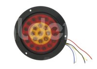 PLAFON SELLADO 4" 24LEDS 5 CABLES,4 FUNCIONES AMBAR Y ROJO FUNCIONES: BAJA, ALTA (15 LEDS ROJOS CIRCUNFERENCIA), CIRCULO DE ADENTRO HACIA AFUERA (AMBAR Y ROJO),  LUZ FIJA AMBAR AL CENTRO. EN-C24AR. IMPORTACION