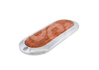 PLAFON OVALADO EXTRAPLANO (SOBREPONER) AMBAR, BISEL CROMADO (ABS), 21 LEDS, FUNCION: ALTA Y BAJA, VOLTAJE: 12/24V, AMPERS: 0.360, LUMENS: 162, DIMENSIONES: (LARGO: 195MM, ANCHO: 85MM, PROFUNDIDAD: 10.5MM) TROGRIM: PL-169CR-04-A TROGRIM