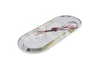PLAFON OVALADO EXTRAPLANO (SOBREPONER) AMBAR, BISEL CROMADO (ABS), 21 LEDS, FUNCION: ALTA Y BAJA, VOLTAJE: 12/24V, AMPERS: 0.360, LUMENS: 162, DIMENSIONES: (LARGO: 195MM, ANCHO: 85MM, PROFUNDIDAD: 10.5MM) TROGRIM: PL-169CR-04-A TROGRIM