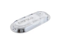 PLAFON OVALADO CROMADO AMBAR, 25 LEDS, FUNCION: DIRECCIONAL (FLECHA), POSICION: DERECHA, MATERIAL: PMMA/ABS, VOLTAJE: 12/24V, AMPERS: 0.460, FMVSS: P2/P3, LUMENS: 207, DIMENSIONES: (LARGO 194MM, ANCHO: 87MM, PROFUNDIDAD: 36MM) TROGRIM: PL-139CR-12-AD TROGRIM
