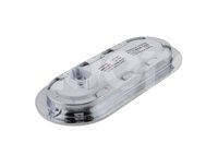 PLAFON OVALADO CROMADO AMBAR, 25 LEDS, FUNCION: DIRECCIONAL (FLECHA), POSICION: IZQUIERDA, MATERIAL: PMMA/ABS, VOLTAJE: 12/24V, AMPERS: 0.460, FMVSS: P2/P3, LUMENS: 207, DIMENSIONES: (LARGO 194MM, ANCHO: 87MM, PROFUNDIDAD: 36MM) TROGRIM: PL-139CR-12-AI TROGRIM