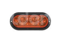 PLAFON OVALADO AMBAR 10 LEDS/10 OPTICAS, BASE NEGR