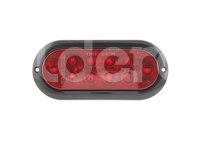 PLAFON OVALADO ROJO 10 LEDS/10 OPTICAS, BASE NEGRA
