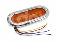 PLAFON AMBAR 14 LEDS CON ARO, 5 CABLES, 4 FUNCIONES, BISEL CROMO, CON BLISTER (PIEZA) EN-C34 IMPORTACION