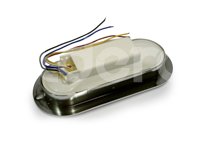 PLAFON AMBAR 14 LEDS CON ARO, 5 CABLES, 4 FUNCIONES, BISEL CROMO, CON BLISTER (PIEZA) EN-C34 IMPORTACION