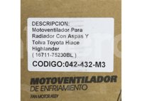 MOTOVENTILADOR TOYOTA HIACE L4 2.7L 2005-2014 (MOTOR, ASPAS Y TOLVA) 1869 IMPORTACION