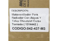 MOTOVENTILADOR CHEVROLET CORSA L4 1.8L 2002-2008, TORNADO L4 1.8L 2004-2012 (MOTOR, ASPAS Y TOLVA) 1508 IMPORTACION