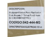 MOTOVENTILADOR FORD FIESTA L4 1999-2001 (MOTOR, ASPAS Y TOLVA) 2407 IMPORTACION
