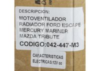 MOTOVENTILADOR FORD ESCAPE V6 3.0L 2008-2012; MERCURY MARINER V6 3.0L 2010-2011 (MOTOR, ASPAS Y TOLVA) 2442A IMPORTACION