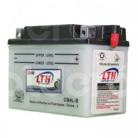 BATERIA MOTOCICLETA 12V LTH CB4L-B TIPO: CONVENCIONAL. APLICACION: KAWASAKI KL250-D/KLR 250, 250 CC TIPO DOBLE PROPOSITO 85-05; GTO 125, 125 CC TIPO TRABAJO / YAMAHA JOG 100, 100 CC TIPO SCOOTER; EW50 (STUNT) 50 CC TIPO SCOOTER; SH50 (RAZZ) 50 CC TIPO SCOOTER / APRILIA RS250, 250 CC TIPO DEPORTIVA 00-04; MONTIJO 50 CC 04-05; RALLY 50 CC 04-05; RS50 50 CC DEPORTIVA 00-05; SCARABEO 50, 50 CC TIPO SCOOTER 00-03; SR50 50 CC TIPO SCOOTER 00-01 / ITALIKA FORZA EX125, 125 CC TIPO TRABAJO LTH