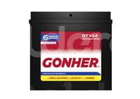BATERIA MOTO AGM (LIBRE DE MANTENIMIENTO) GONHER GTX14
VOLTAJE: 12V, CCA A -18°C: 200AMPER, AMPERES/HORA: 12AH, TIPO TERMINAL: A 
DIMENSIONES: LARGO: 150MM, ANCHO: 87MM, ALTO: 145MM, PESO: 4.31KG, POLARIDAD POSTES: +/- GONHER