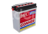BATERIA MOTO CONVENCIONAL GONHER CB5L-B 
VOLTAJE: 12V, CCA A -18°C: 55AMPER, AMPERES/HORA: 5AH, TIPO TERMINAL: B
DIMENSIONES: LARGO: 120MM, ANCHO: 61MM, ALTO: 130MM, PESO CON ELECTROLITO: 2.12KG, PESO SIN ELECTROLITO: 1.59KG POLARIDAD POSTES: -/+ GONHER