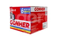 BATERIA MOTO CONVENCIONAL GONHER CB6L-B 
VOLTAJE: 12V, CCA A -18°C: 50AMPER, AMPERES/HORA: 5.5AH, TIPO TERMINAL: B
DIMENSIONES: LARGO: 137MM, ANCHO: 72MM, ALTO: 95MM, PESO CON ELECTROLITO: 2.09KG, PESO SIN ELECTROLITO: 1.62KG POLARIDAD POSTES: -/+ GONHER