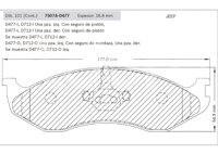 BALATA DELANTERA CHRYSLER CHEROKEE 94-97, WRANGLER 90-95. BOSCH: F03B1502328HG, NO. CORTO BOSCH: BA 0477, FMSI: 7507A-D477 (BALATA SEMI METALICA) BOSCH