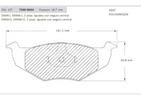 BALATA DELANTERA VW DERBY, GOL, IBIZA, CORDOBA 01-02. BOSCH: F03A1500628HG, NO. CORTO BOSCH: BA 0694, FMSI: 7569-D694 (BALATA SEMI METALICA) BOSCH