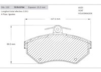 BALATA DELANTERA VW DERBY, GOLF, IBIZA, CORDOBA 01-02. BOSCH: F03B1502708HG, NO. CORTO BOSCH: BA 0704, FMSI: 7578-D704 (BALATA SEMI METALICA) BOSCH