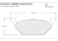 BALATA DELANTERA VOLKSWAGEN JETTA A4, IBIZA, DERBY, POLO, LUPO 98-10. BOSCH: F03B1502848HG, NO. CORTO BOSCH: BA0768, FMSI: 7635-D768 (BALATA SEMI METALICA) BOSCH