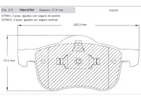 BALATA DELANTERA VOLVO S60, V70, S80 01-08. BOSCH: F03B0500378HK, NO. CORTO BOSCH: BN 0794, FMSI: 7664-D794 (BALATA CERAMICA) BOSCH