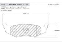 BALATA TRASERA CHRYSLER CIRRUS, INTERPID, PT, STRATUS, NEON, NEW YORKER. BOSCH: F03B1502568HG, NO. CORTO BOSCH: BA 0658, FMSI: 7438A-D658 (BALATA SEMI METALICA) BOSCH