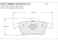 BALATA TRASERA VOLVO S60 01-08, V70 01-04, XC70 04-07. BOSCH: F03B0500388HK, NO. CORTO BOSCH: BN 0795, FMSI: 7665-D795 (BALATA CERAMICA) BOSCH