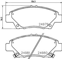 BALATA BAJOS METALES DELANTERA HONDA FIT 09- (DEL.) .No. Hella Pagid: 355015001 .No. Comercial: T1922 PAGID
