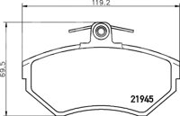 BALATA BAJOS METALES DELANTERA SEAT CORDOBA 01-02, IBIZA STELLA 01-02, IBIZA SURF 02  (DEL.), VOLKSWAGEN DERBY 98-01, DERBY BASE 05-07, DERBY MI 04-07, DERBY SPORT 02-03, DERBY TRENDLINE 02-04, GOLF A3 97-99 (2.0L), GOLF A3 GTI 97-99 (2.0L), JETTA A3 97-99 (2.0L), VW VAN 03-05  (DEL.) .No. Hella Pagid: 355018241 .No. Comercial: T5095 PAGID