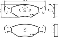 BALATA BAJOS METALES DELANTERA VOLKSWAGEN POINTER PICKUP 99-01, POINTER PICKUP BASE 06-07, POINTER PICKUP COMFORTLINE 02-05, POINTER PICKUP TRENDLINE 02-03, POINTER PICKUP TRENDLINE 06-07, POINTER PICKUP WOLFSBURG 02-03, POINTER VAGONETA 00-05, POINTER VAGONETA 99, POINTER 98-99, POINTER CITY 00-07, POINTER TRENDLINE 06-07 (DEL.) (DISCO SoLIDO) .No. Hella Pagid: 355007441 .No. Comercial: T1030 PAGID