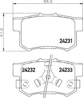 BALATA BAJOS METALES TRASERA HONDA CRV 05-13, ACCORD CROSSTOUR 10-13, (TRAS.) .No. Hella Pagid: 355012061 .No. Comercial: T1521 PAGID