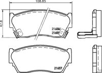 BALATA BAJOS METALES DELANTERA NISSAN SENTRA SE/GXE 92 (1.6), TSUBAME 93-04, TSURU GS 93-10  (DEL.) .No. Hella Pagid: 355016351 .No. Comercial: T3004 PAGID
