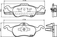 BALATA BAJOS METALES DELANTERA FORD FOCUS 00-05, FOCUS VAGONETA 00-04, FOCUS ZX3 00-04  (DEL.) .No. Hella Pagid: 355008621 .No. Comercial: T1167 PAGID