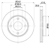 DISCO VENTILADO PROFESIONAL DELANTERO FORD FIESTA  1.4 LTS, 98-01, 1.6 LTS. 03-04,  IKON 01-04, KA 01-04, COURIER 01-08, JUEGO 2 PIEZAS 8DD355102231 PAGID