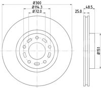 DISCO VENTILADO DELANTERO MAZDA 3 (BK14) 2.0 150 CV, 2.3 DISI TURBO MPS 250 CV, 2.3 MPS 260 CV, 2.0 MZR-CD 143 CV, 3 SEDaN (BK12), 2.0 150 CV, 2.0 MZR-CD 143 CV, 5 (CR19), 1.8 116 CV, 2.0 146 CV, JUEGO 2 PIEZAS, 8DD355110891, 54304 PAGID