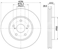 DISCO VENTILADO DELANTERO TOYOTA SIENNA 04-10, CAMRY 03-05 295.91MM DEL. JUEGO 2 PIEZAS 8DD355111681, 54358 PAGID
