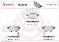 BALATA BREMBO BAIC X25 2018-2020; TOYOTA COROLLA 2009-2019, PRIUS 2015-2016, YARIS 2012-2018; INFORMACION TECNICA: ANCHURA: 99MM, ESPESOR: 14MM, ALTURA: 43MM, SISTEMA DE FRENOS: AKEBONO, INDICADOR DE DESGASTE: ACUSTICO, ACCESORIOS: CON ACCESORIOS, CON PLACA ANTIRRUIDO, EJE: DELANTERO Y TRASERO, FORMULA: NAO, WVA: 25016, 25017, 25018, FMSI: 8463-D1423, 8463-D1354, BREMBO: P83133N BREMBO