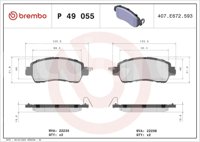 BALATA BREMBO MAZDA 2 2016-2021; NISSAN KICKS 2017-2019, VERSA 2020-2024; TOYOTA YARIS 2019-2020, YARIS R 2016-2019; INFORMACION TECNICA: ANCHURA: 126MM, ESPESOR: 15MM, ALTURA: 51MM, SISTEMA DE FRENOS: AKEBONO, INDICADOR DE DESGASTE: ACUSTICO, ACCESORIOS: CON PLACA ANTIRRUIDO, EJE: DELANTERO, FORMULA: LOW-MET, WVA: 22235, 22236, FMSI: 9081-D1852, 9269-D2038, BREMBO: P49055 BREMBO
