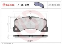 BALATA BREMBO PORSCHE CAYENNE 2008, PANAMERA 2010; VOLKSWAGEN TOUAREG 2011-2018; INFORMACION TECNICA: ANCHURA: 210MM, ESPESOR: 17MM, ALTURA: 94MM, SISTEMA DE FRENOS: BREMBO, INDICADOR DE DESGASTE: PREPARADO, ACCESORIOS: CON PLACA ANTIRRUIDO, EJE: DELANTERO, FORMULA: LOW-MET, WVA: 25007, FMSI: 8641-D1349, 8786-D1349, 8851-D1349, 8860-D1349, 8790-D, BREMBO: P65021 BREMBO