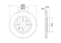 DISCO VENTILADO PERFORMANCE DELANTERO NISSAN PLATINA 1.6L 2001-2010; RENAULT CLIO II 1.6L 1999-2008, KANGOO 1.6L 2007, KANGOO EXPRESS 1.6L 2001-2018, KANGOO EXPRESS 1.5L 2001, MEGANE I CLASSIC 1.6L 1999-2001, SANDERO STEPWAY I 1.6L 2007-2015; SIN REVESTIIENTO; PARAMETROS: TIPO: VENTILACION INTERNA, DIAMETRO EXTERIOR: 259MM, ESPESOR: 20.7, ALTURA: 41MM, ESPESOR MINIMO: 17.7MM, DIAMETRO INTERIOR: 130MM, CORONA DE AGUJEROS: 100MM, DIAMETRO DE CENTRADO: 61MM, DISEÑO/CANTIDAD DE TALADROS: 04/06, DIAMETRO DE ORIFICIO PARA PERNO DE RUEDA: 12.7MM, PESO: 4.8KG, SIN BUJE, SIN COJINETE RUEDA, SIN PERNO DE SUJECION DE RUEDA, HELLA: 8DD355134-191, 355134191 HELLA