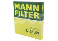 FILTRO CABINA AUDI A3 L4 1.4L 2015-2016, 2018-2020, AUDI A3 L4 1.8L 2015-2016, A3 L4 2.0L 2018-2020, RS3 L5 2.5L 2018, S3 L4 2.0L 2015-2016, 2018-2020, TT L4 1.8L 2016-2017, TT QUATTRO L4 2.0L 2017-2018, TTS QUATTRO L4 2.0L 2020-2021; VOLKSWAGEN ATLAS CROSS SPORT V6 3.6L 2020-2021, GOLF L4 1.4L/2.0L 2015-2021, GOLF SPORTWAGEN L4 1.4L 2015-2017, JETTA L4 1.4L 2019-2020, JETTA L4 2.0L 2019-2020, TIGUAN L4 1.4L 2019, TIGUAN L4 2.0L 2019-2021 
MANN HUMMEL CU26009 MANN FILTER