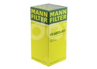 FILTRO ACEITE CARTUCHO BMW i8 L3 1.5L 2020, M235i XDRIVE GRAN COUPE L4 2.0L 2021-2022, X1 L3/L4 1.5L/2.0L 2020-2021, X2 L3/L4 1.5L/2.0L 2020-2021; MINI COOPER L3/L4 1.5L/2.0L 2020-2021, COOPER CLUBMAN L4 2.0L 2020-2021, COOPER COUNTRYMAN L3/L4 1.5L/2.0L 2020-2021 
MANN HUMMEL HU6012Z KIT MANN FILTER