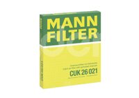 FILTRO CABINA VOLKSWAGEN POLO VI 1.4L 2007-2017, VIRTUS 1.6L 2002-2018, LARGO: 252MM, ANCHO: 222MM, ALTURA: 32MM, MANN FILTER: CUK26021 MANN FILTER
