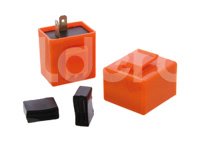 FLASH DESTELLADOR SIN SONIDO /  CUADRADO 12V NARANJA (2 PIEZAS) IMPORTACION