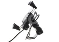 PORTA CELULAR PARA MOTOCICLETA CON CARGADOR USB IR-004 BASE ESPEJO QUMO