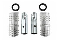 POSAPIE MOTOCICLETA ALUMINIO DECORATIVO PLATA TRASERO (JUEGO) ENPOS-1616-0811P QUMO