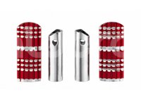 POSAPIE MOTOCICLETA ALUMINIO DECORATIVO ROJO TRASERO (JUEGO) ENPOS-1616-0811R QUMO