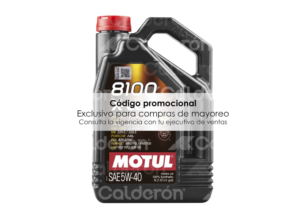 ACEITE MOTUL SINTETICO 8100 X-CESS 5W40 5LT 102870 (PROMOCION)
CÓDIGO PROMOCIONAL EXCLUSIVO PARA COMPRAS DE MAYOREO.
VÁLIDO ÚNICAMENTE EN PROMOCIONES VIGENTES.
SUJETO A LOS TÉRMINOS Y CONDICIONES DE CADA PROMOCIÓN.
PARA MÁS INFORMACIÓN, CONSULTA TU EJECUTIVO DE VENTAS O COMUNÍCATE AL TELÉFONO: 55 5771 8401 O 
WHATSAPP 55 3216 3222. M0082