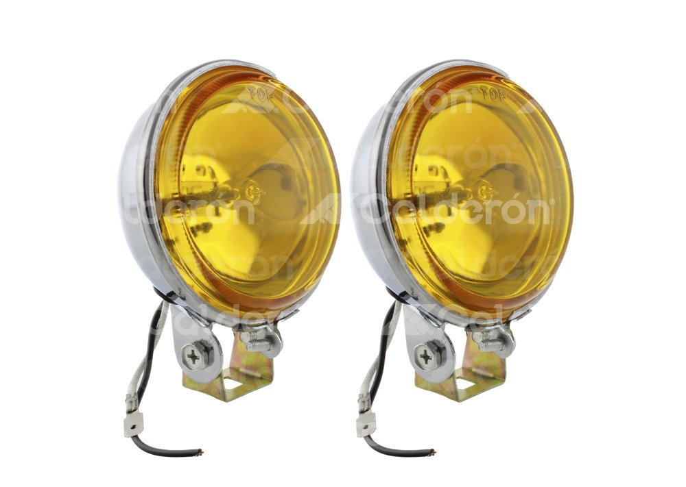 FARO DE HALOGENO REDONDO AMBAR CROMADO JUEGO DE 2 PIEZAS (3.5x3.5x2) HY009 IMPORTACION