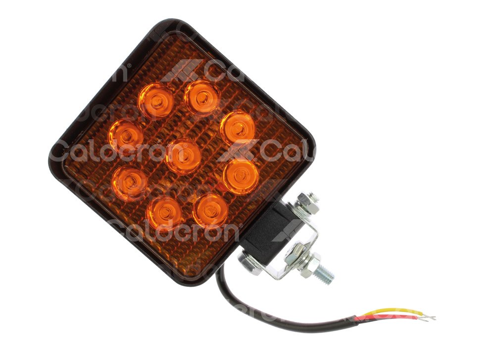 FARO LED RECTANGULAR 9LEDS AMBAR CON ESTROBO 12-30V 110x110x25mm 2 PIEZAS FAL27WCYF IMPORTACION