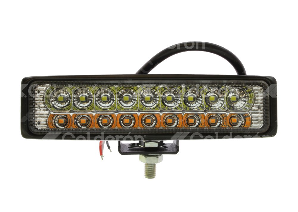 FARO LED RECTANGULAR 18 LEDS 12-30V 153x480x400mm BLANCO/AMBAR FIJO 1 PIEZA EN-FL102 IMPORTACION